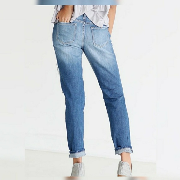 Light Blue Relaxed Boyfriend Distressed Jeans - Picture 3 of 8